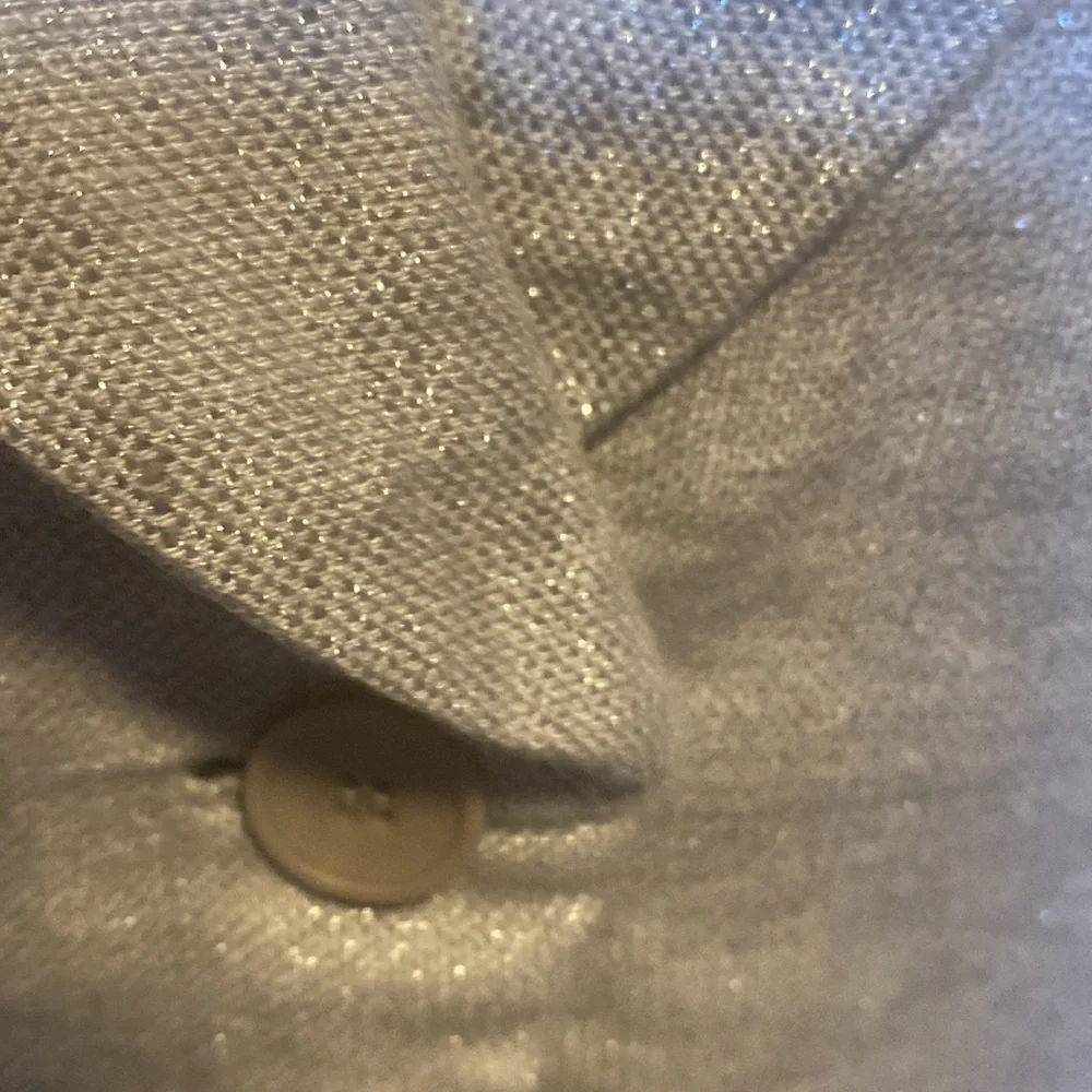 EILEEN FISHER GRAY TWINKLE LINEN WOVEN SHAWL COLLAR VEST - Picture 6 of 12